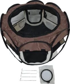 Dailyibed Opvouwbare Puppyren - Bruin - 115x115x58 Cm - Incl. Draagtas - Incl. Voederbak -Dieren Product Winkel 1005x1200 4