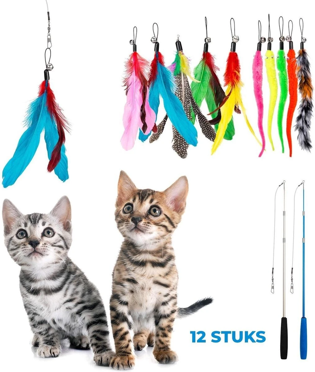 Merkloos 2 Kattenhengels Met 10 Speeltjes – Bewegende Kattenspeeltjes Met Veren En Belletjes – Interactieve Kattenspeelgoed Voor Kittens – Cat Toys 1 Merkloos 2 Kattenhengels Met 10 Speeltjes – Bewegende Kattenspeeltjes Met Veren En Belletjes – Interactieve Kattenspeelgoed Voor Kittens – Cat Toys