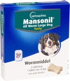 Mansonil All Worm Tasty Ontworming Tabletten Hond 2 Tabletten -Dieren Product Winkel 1037x1200 2