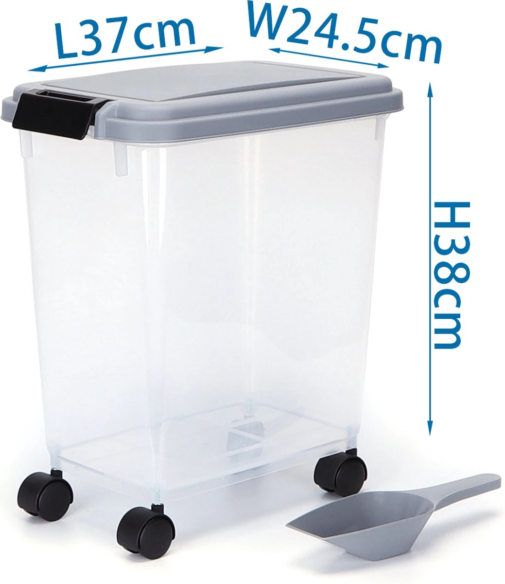 Nobleza Voercontainer - 20L - 7.2KG - Voedselcontainer Hond- Opslagcontainer - Zwenkwielen - Transparant 2 Nobleza Voercontainer - 20L - 7.2KG - Voedselcontainer Hond- Opslagcontainer - Zwenkwielen - Transparant - Afbeelding 2