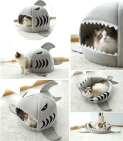 MikaMax Haai Hondenmand - Kattenmand - Dierenmand - Huisdierkussen - Mand Of Bed - Origineel - Extra Zacht Materiaal - 42 X 42 X 36 Cm -Dieren Product Winkel 1050x1200