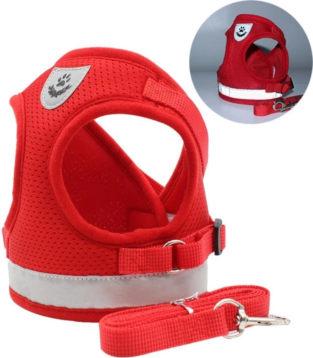Merkloos Verstelbaar Kattentuigje Reflecterend - Kattenharnas - Kattentuig Met Looplijn - Rood - Maat M 1 Merkloos Verstelbaar Kattentuigje Reflecterend - Kattenharnas - Kattentuig Met Looplijn - Rood - Maat M