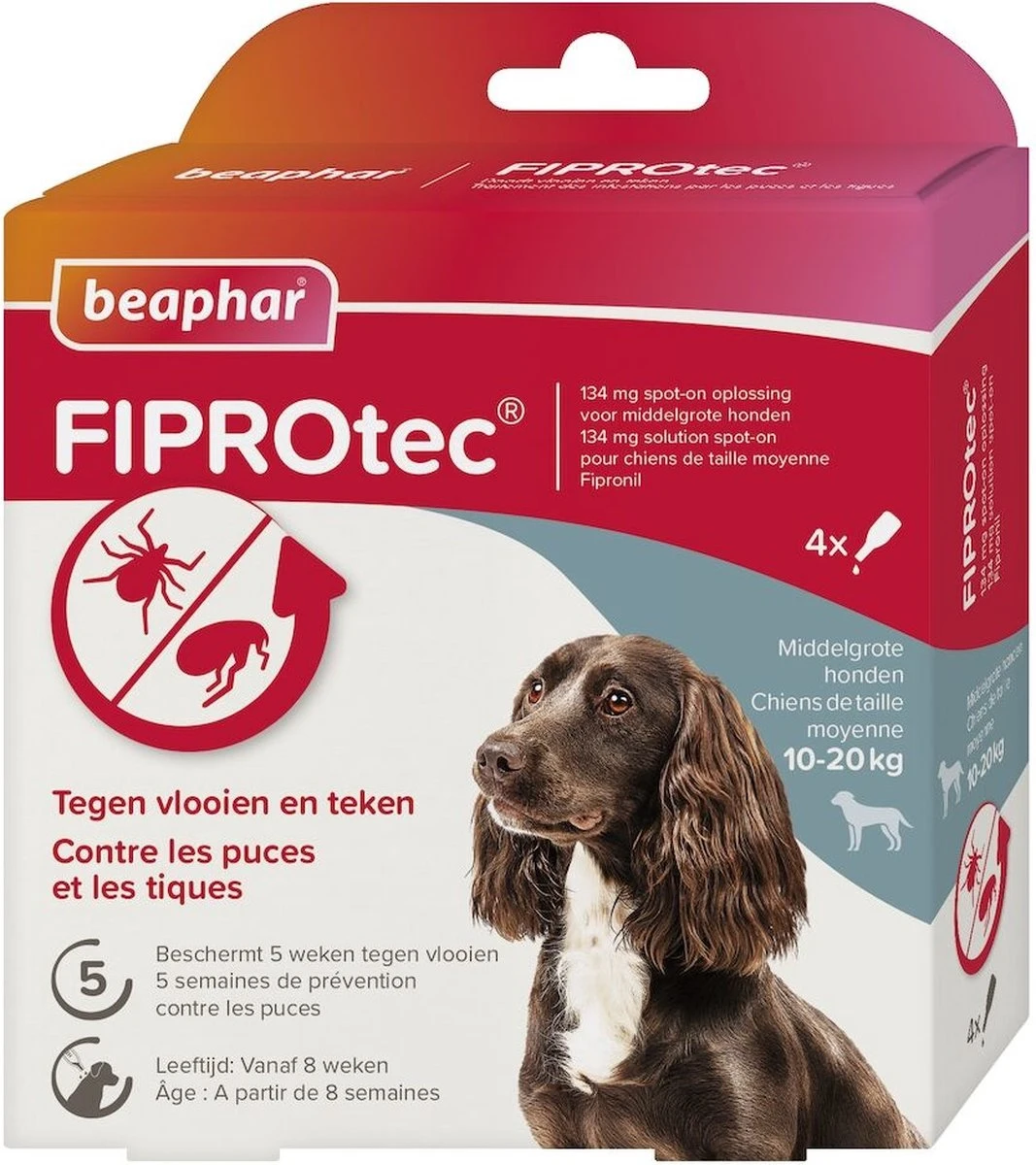 Beaphar Fiprotec Vlooien- En Tekenmiddel Hond 10-20 Kg - 4 Pipetten 4 Beaphar Fiprotec Vlooien- En Tekenmiddel Hond 10-20 Kg - 4 Pipetten - Afbeelding 4