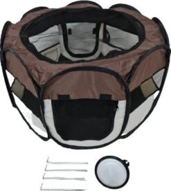 Dailyibed Opvouwbare Puppyren - Bruin - 115x115x58 Cm - Incl. Draagtas - Incl. Voederbak -Dieren Product Winkel 1075x1200 8