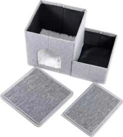 2-in-1 Hondenhuis & Hondentrap - Voor Binnen - Huisdieren Huisje - Hondenmand - Kattenmand - 67.5x40x37.5 Cm - Grijs -Dieren Product Winkel 1077x1200 3