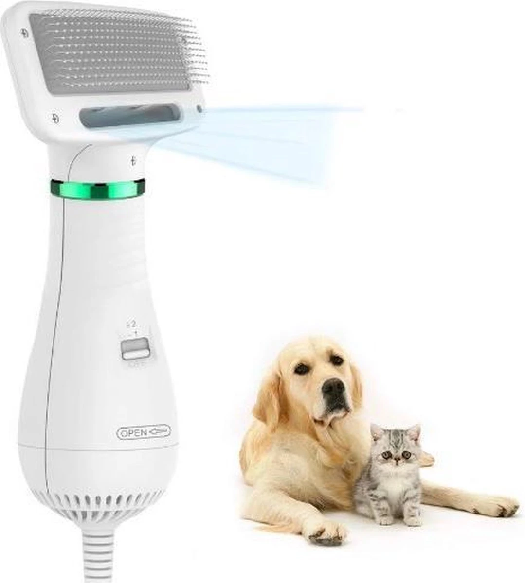 Merkloos HondenFöhn En Borstel - RVS Borstel - Huisdieren - 2 In 1 Hondenföhn 1 Merkloos HondenFöhn En Borstel - RVS Borstel - Huisdieren - 2 In 1 Hondenföhn