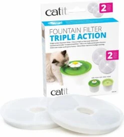 Catit Filters Triple Action 2 Pack - Kanttendrinkbak - 4 X 14.5 X 17.5 Cm Wit -Dieren Product Winkel 1089x1200