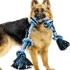 Viervoetjes - BigBoi - XXXL - Honden Touw - 100cm - 730 Gram - Honden Speelgoed - HondenSpeeltjes - Blauw/Wit/Zwart