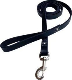 Hondenriem - 220cm – Zwarte Riem - Leren Hondenriem Met Stiksels – 100% Volnerfleer - Hond - Leer - Leder