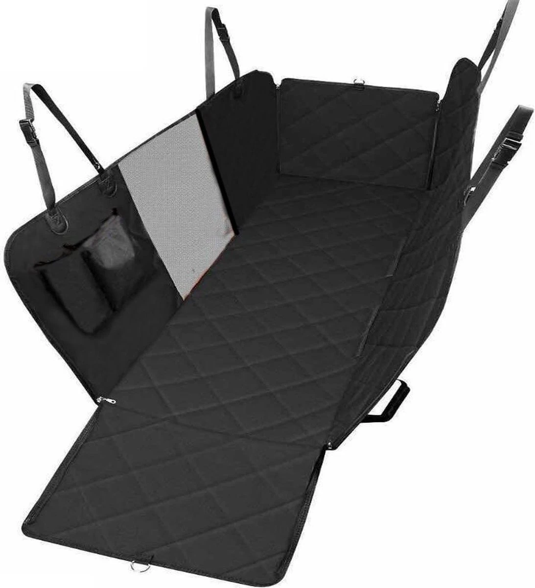 J.E Hondendeken Auto - Achterbank - Kijkvenster - Kofferbak - Hondenkleed - Zwart - 147cm X 137cm 1 J.E Hondendeken Auto - Achterbank - Kijkvenster - Kofferbak - Hondenkleed - Zwart - 147cm X 137cm