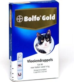 Bayer Bolfo Gold 80 Anti Vlooienmiddel - Kat - > 4 Kg - 4 Pipetten -Dieren Product Winkel 1095x1200