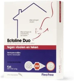 Flea Free Ectoline Duo Kat - Tegen Vlooien En Teken - 2 Pipetten -Dieren Product Winkel 1097x1200