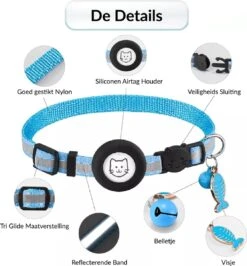 BJØRK Kattenhalsband Airtag - Reflecterend - Zwart - Verstelbaar - 20 Tot 30 Cm - Tracker- GPS - Geschikt Voor Apple AirTag - Kattenriem - Katten Accessoire - Halsband Kat Airtag -Dieren Product Winkel 1113x1200