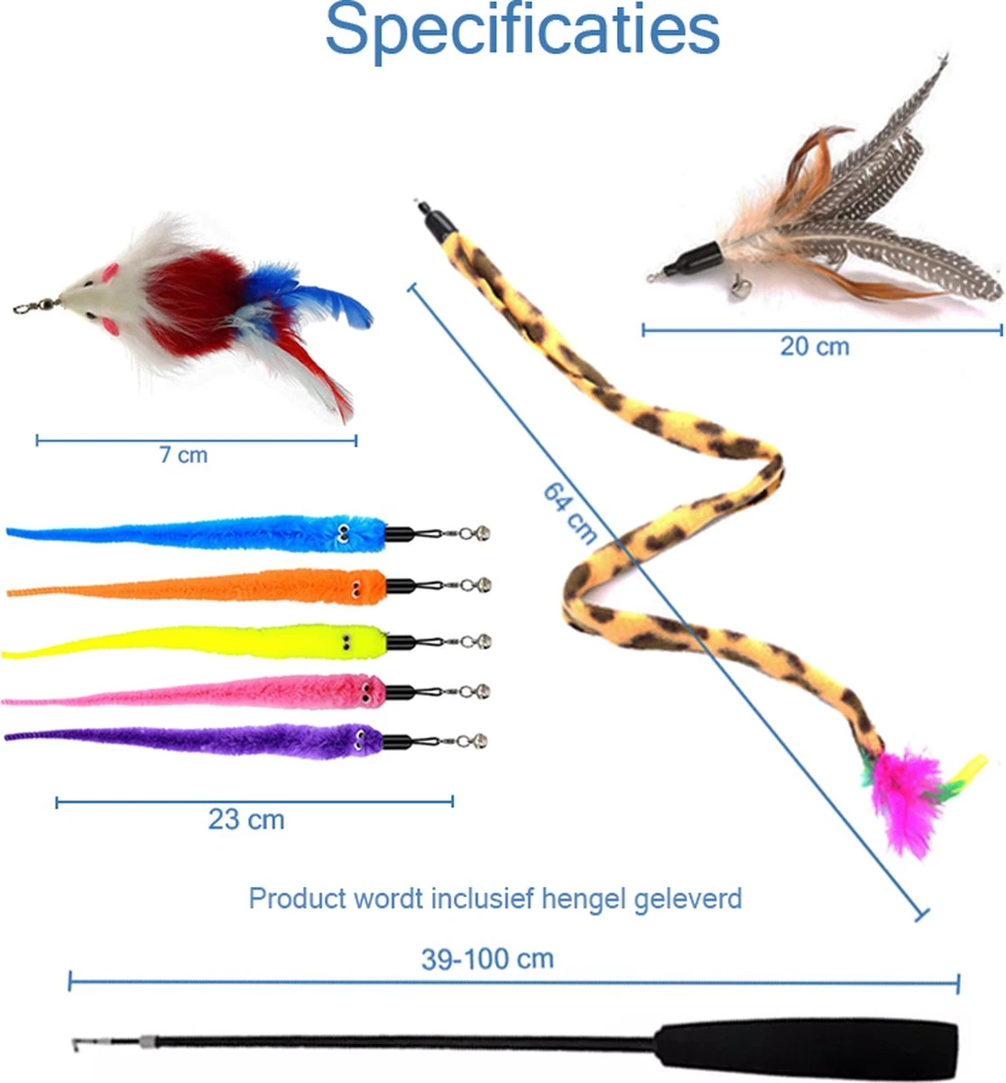 Katten Speeltjes Katten Speelgoed Kattenspeeltjes Katten Hengel Veer Worm Staart Muis Incl. Hengel Kitten – 9 Stuks 2 Katten Speeltjes Katten Speelgoed Kattenspeeltjes Katten Hengel Veer Worm Staart Muis Incl. Hengel Kitten – 9 Stuks - Afbeelding 2