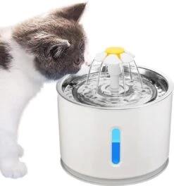 Merkloos Drinkfontein Voor Hond En Kat - RVS Waterbak - Dieren Drinkbak - Vers Water Fontein - Drinkfontein Katten- 3 Standen - 2.4 Liter - Incl. 1 Koolstoffilter