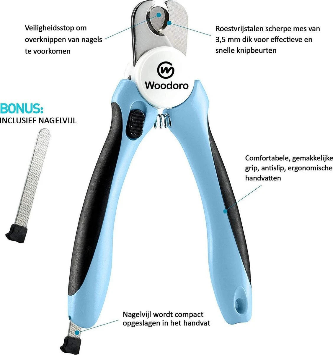 Woodoro Nagelknipper Nagelvijl Nagelschaar Voor Hond En Kat - Incl. Veiligheidsstop 2 Woodoro Nagelknipper Nagelvijl Nagelschaar Voor Hond En Kat - Incl. Veiligheidsstop - Afbeelding 2