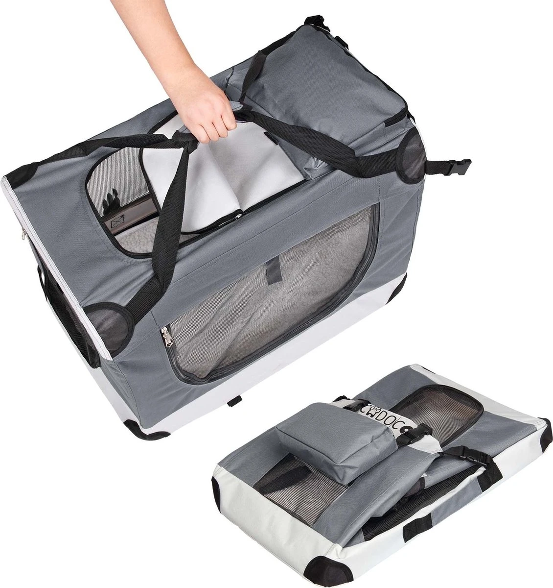 Cadoca Hondentransportbox Opvouwbaar - Maat M 2 Cadoca Hondentransportbox Opvouwbaar - Maat M - Afbeelding 2