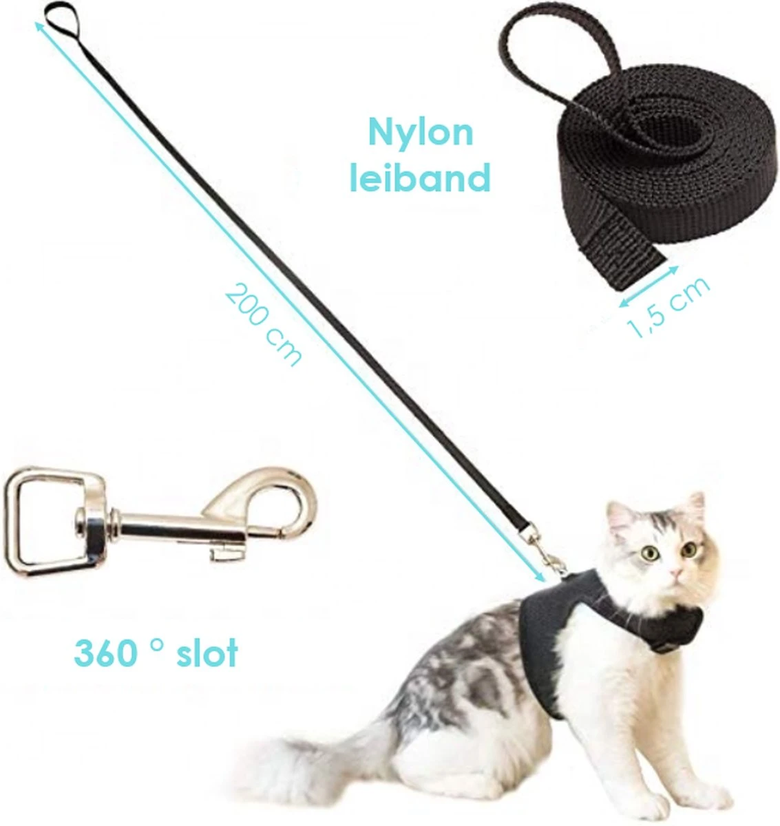 Kattentuigje Met Leiband Riem Kattenharnas Camouflage Maat L Kat & Kitten - Dieren Kattenriem - Cat Leash - Halsomvang 24 Tot 33cm - Borstomvang 36 Tot 41cm - Zootic® 5 Kattentuigje Met Leiband Riem Kattenharnas Camouflage Maat L Kat & Kitten - Dieren Kattenriem - Cat Leash - Halsomvang 24 Tot 33cm - Borstomvang 36 Tot 41cm - Zootic® - Afbeelding 5