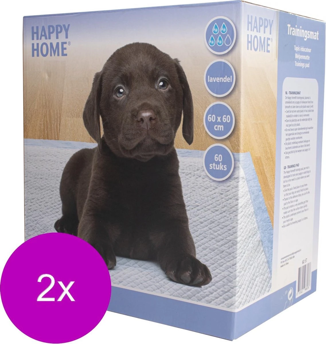 Happy Home Trainingsmat Lavendel - Zindelijkstraining - 2 X 60 Stuks - 60X60 Cm 1 Happy Home Trainingsmat Lavendel - Zindelijkstraining - 2 X 60 Stuks - 60X60 Cm