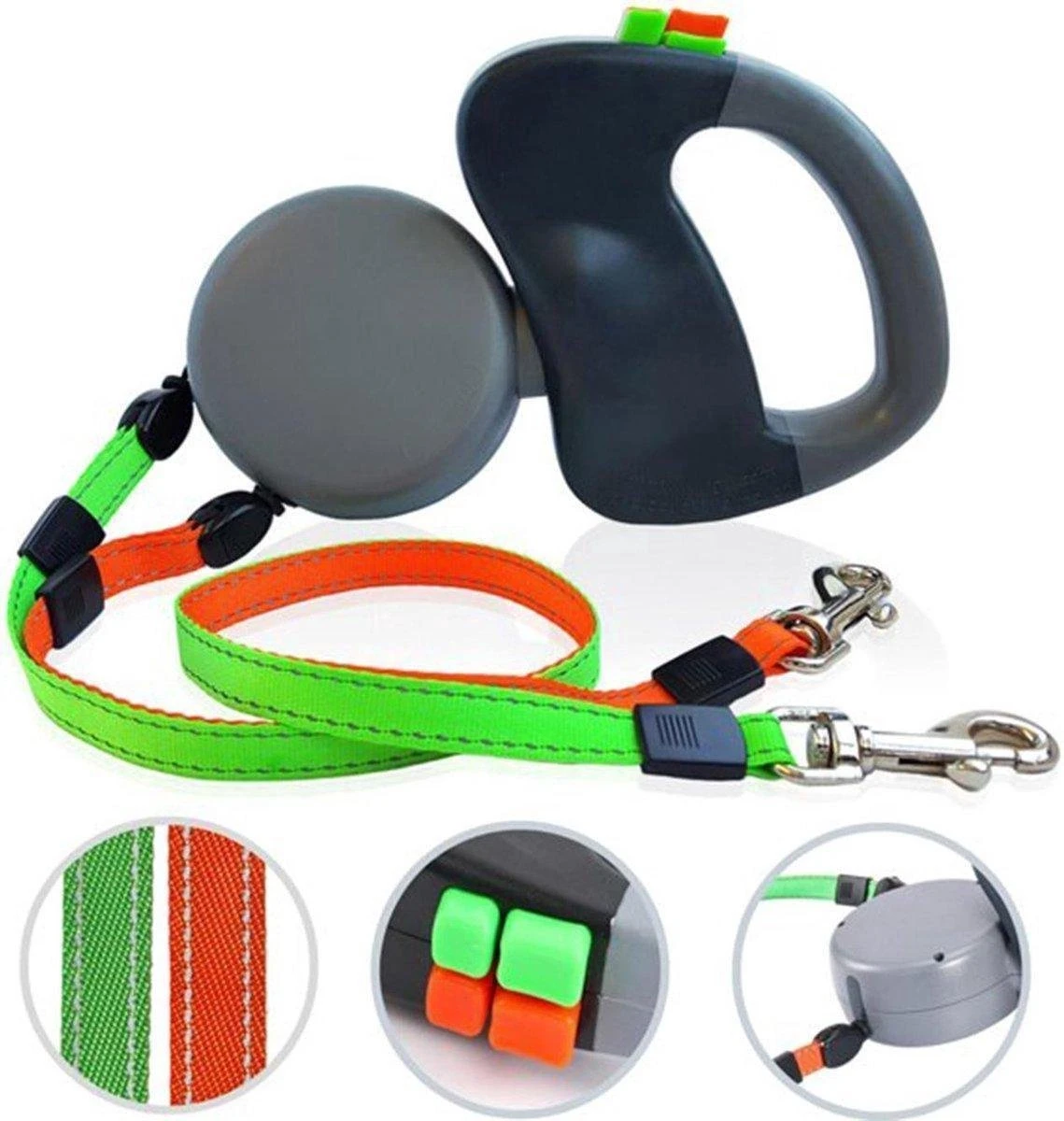 Merkloos Dubbele Hondenriem Voor Twee Honden - Grijs - Tot 22 Kg (per Hond) - 300 Cm 4 Merkloos Dubbele Hondenriem Voor Twee Honden - Grijs - Tot 22 Kg (per Hond) - 300 Cm - Afbeelding 4