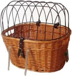 Merkloos Fietsmand Riet Voorop+metalen Rek (40X50X44 CM)