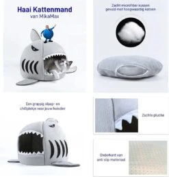 MikaMax Haai Hondenmand - Kattenmand - Dierenmand - Huisdierkussen - Mand Of Bed - Origineel - Extra Zacht Materiaal - 42 X 42 X 36 Cm -Dieren Product Winkel 1151x1200 6