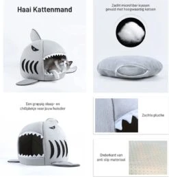 MikaMax Haai Hondenmand - Kattenmand - Dierenmand - Huisdierkussen - Mand Of Bed - Origineel - Extra Zacht Materiaal - 42 X 42 X 36 Cm -Dieren Product Winkel 1151x1200 7