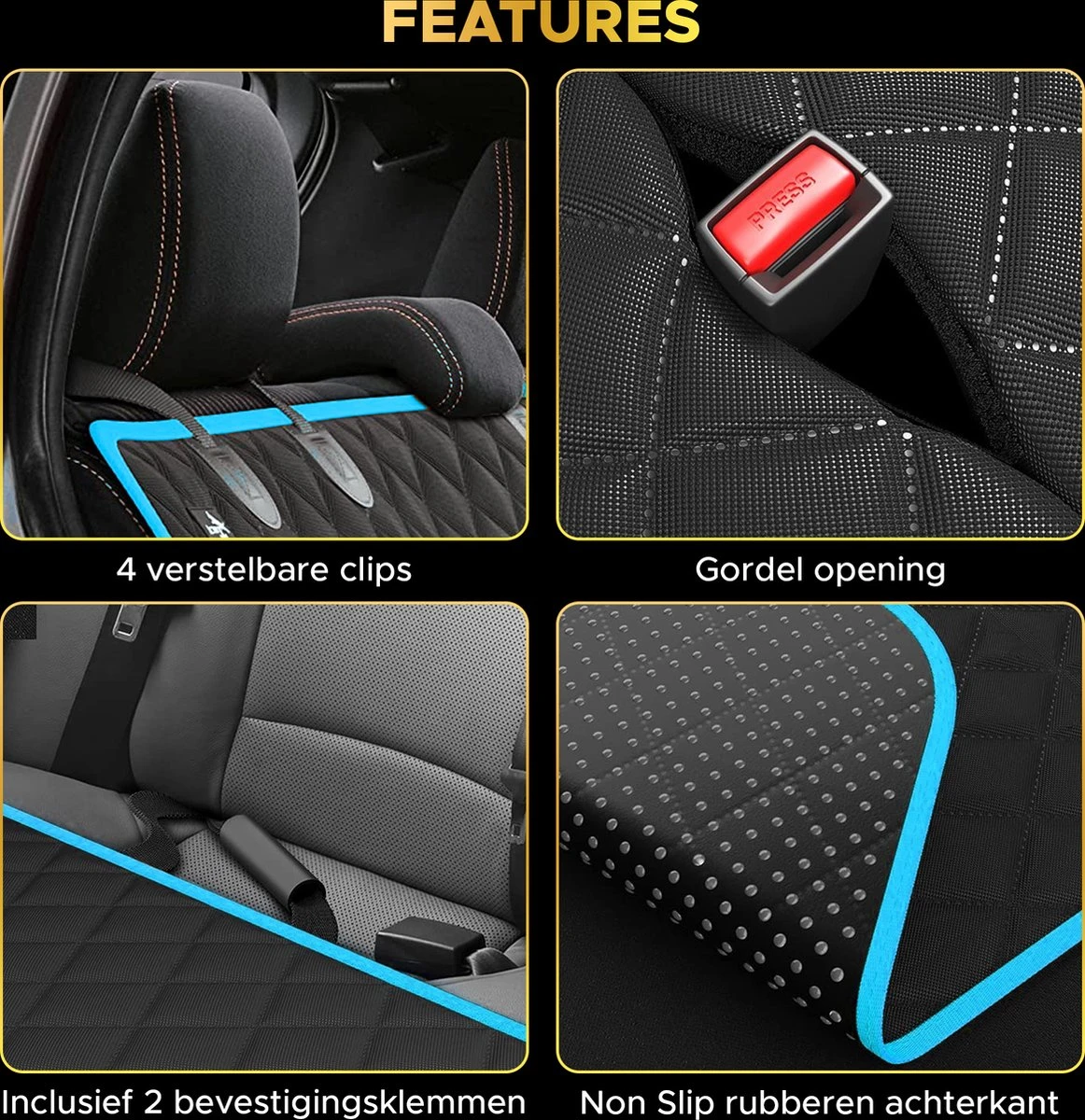 Toivo Hondendeken Auto Achterbank En Kofferbak - Dierendeken - Zwart / Blauw - 136 X 148 Cm - Incl. Opbergtas En Hondengordel - Beschermhoes - Reisbench Hond 8 Toivo Hondendeken Auto Achterbank En Kofferbak - Dierendeken - Zwart / Blauw - 136 X 148 Cm - Incl. Opbergtas En Hondengordel - Beschermhoes - Reisbench Hond - Afbeelding 8