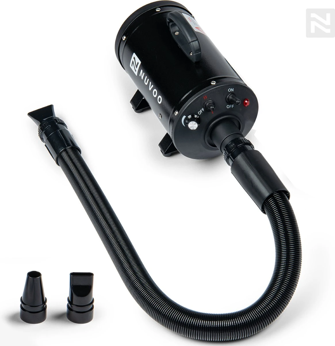 Nuvoo Professionele Hondenföhn / Waterblazer / Hondenborstel Met 3 Opzetstukken - Verstelbare Vermogen Tot 2200W - Warme / Koude Stand - Zwart 1 Nuvoo Professionele Hondenföhn / Waterblazer / Hondenborstel Met 3 Opzetstukken - Verstelbare Vermogen Tot 2200W - Warme / Koude Stand - Zwart