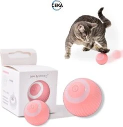 Ceka Goods Automatisch Katten Speeltjes | Zelf Rollende Mini Ballen | Interactief & Intelligentie | Elektrisch Katten Speelgoed | Slimme Katten Speeltjes - Interactieve Zelf Rollende Ballen Voor Katten - Kattenspeeltjes - USB Oplaadbaar- Roze