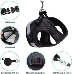 Hondentuig, Hondenharnas Met Hondenriem – Reflecterend - Zwart – Maat S (borst 30-35 Cm) -Dieren Product Winkel 1173x1200 9