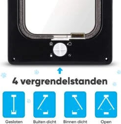 BFreshPets Kattenluik + Massageborstel - Met Tunnel - 4 Vergrendelingsstanden - Weersbestendig - Maat L - Zwart - 27 X 24 Cm -Dieren Product Winkel 1177x1200