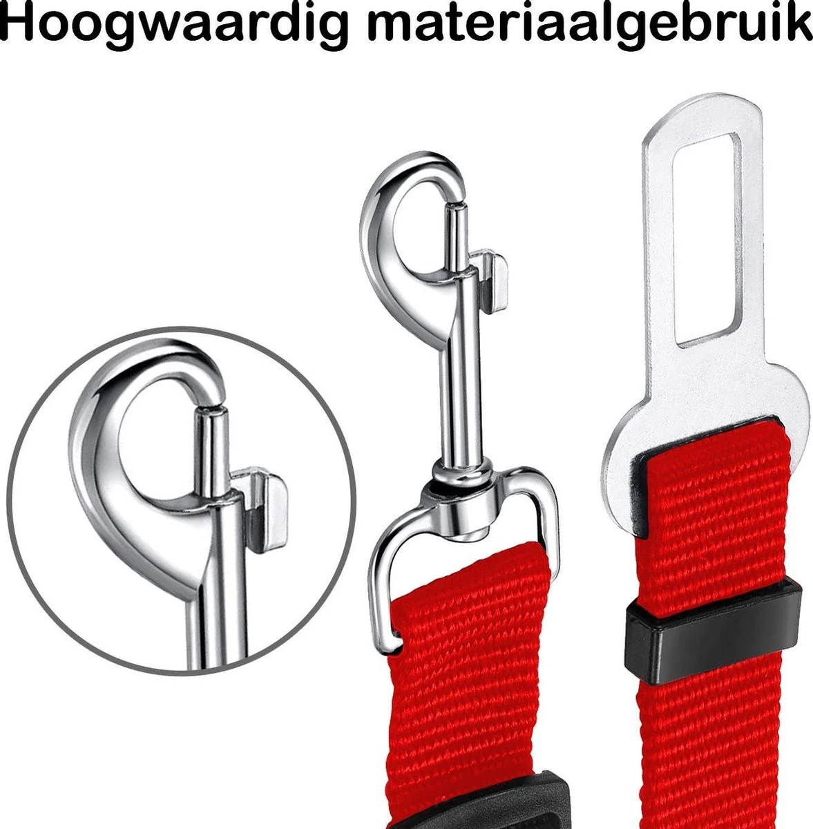 Hondenriem Autogordel Hondentuig Hondengordel Verstelbaar - Rood 4 Hondenriem Autogordel Hondentuig Hondengordel Verstelbaar - Rood - Afbeelding 4