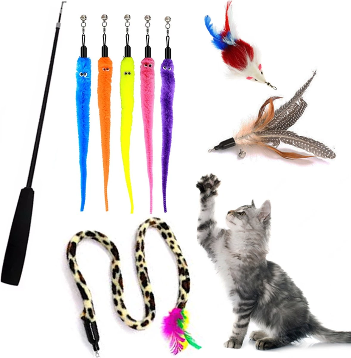 Katten Speeltjes Katten Speelgoed Kattenspeeltjes Katten Hengel Veer Worm Staart Muis Incl. Hengel Kitten – 9 Stuks 1 Katten Speeltjes Katten Speelgoed Kattenspeeltjes Katten Hengel Veer Worm Staart Muis Incl. Hengel Kitten – 9 Stuks