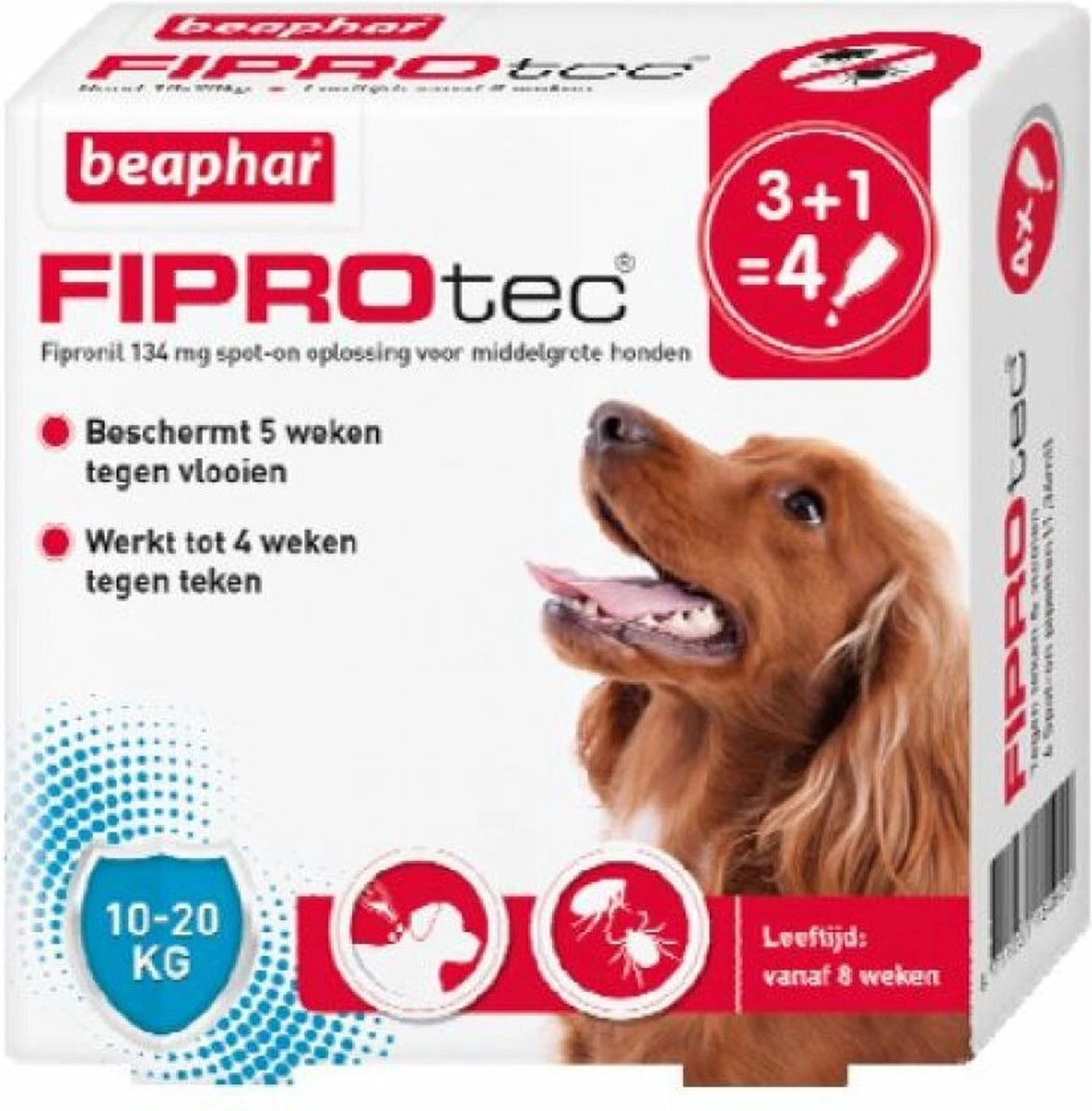 Beaphar Fiprotec Vlooien- En Tekenmiddel Hond 10-20 Kg - 4 Pipetten 1 Beaphar Fiprotec Vlooien- En Tekenmiddel Hond 10-20 Kg - 4 Pipetten
