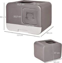 Kattenbak - 2 Uitgangen - Kattentoilet - Uitschuifbare Bodem - Met Schepje - Grijs 53 X 40 X 40 Cm -Dieren Product Winkel 1179x1200 9