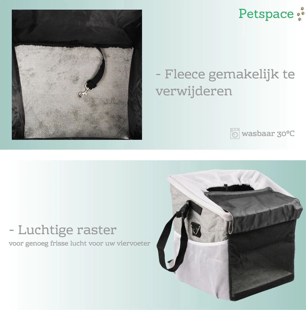 Petspace - Huisdieren Fietstas - Honden Fietsmand - Stuurtas Fiets - Fietsmand Voor Honden - Hondenfietsmand Voorop - Grijs 5 Petspace - Huisdieren Fietstas - Honden Fietsmand - Stuurtas Fiets - Fietsmand Voor Honden - Hondenfietsmand Voorop - Grijs - Afbeelding 5