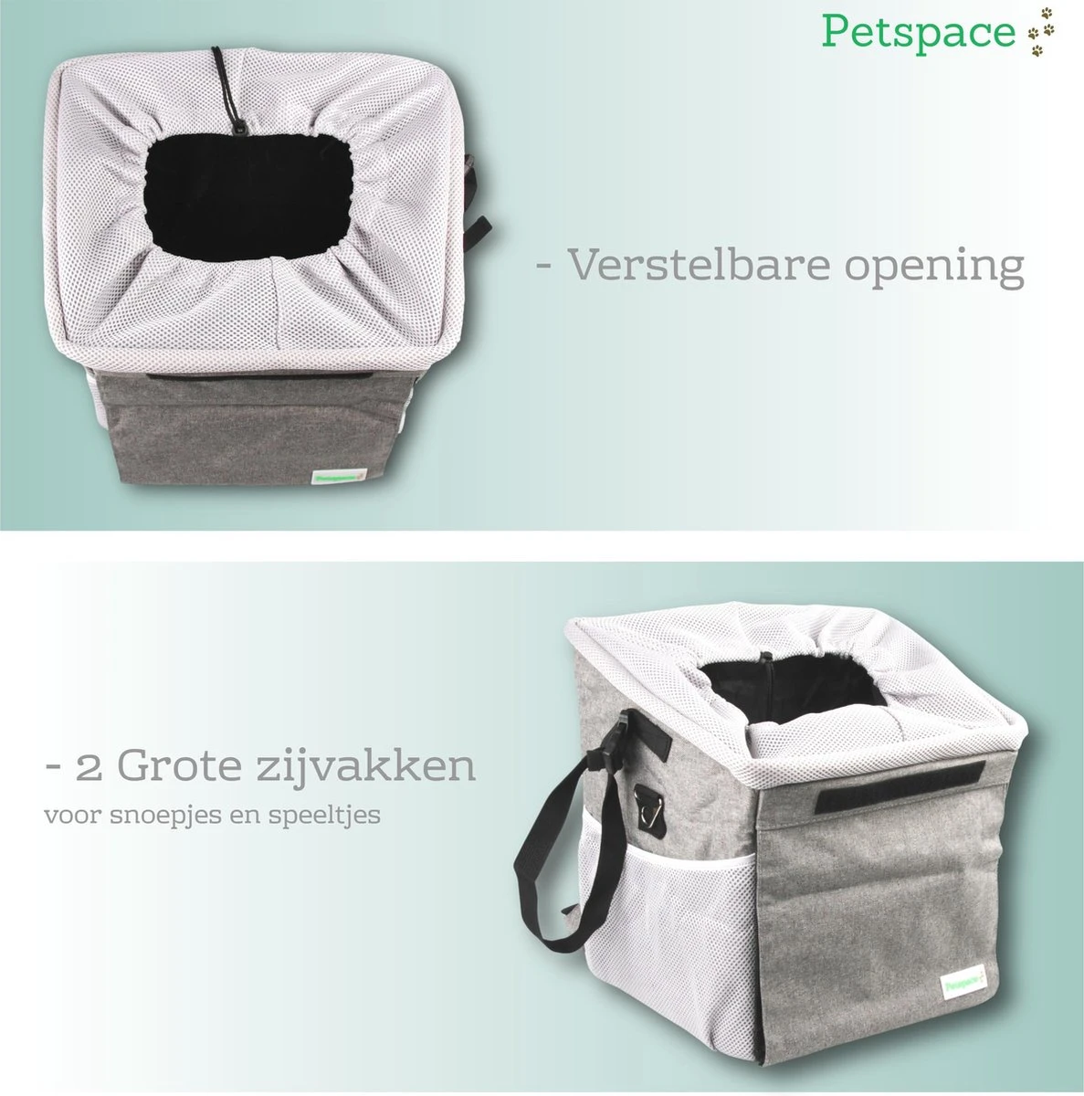 Petspace - Huisdieren Fietstas - Honden Fietsmand - Stuurtas Fiets - Fietsmand Voor Honden - Hondenfietsmand Voorop - Grijs 3 Petspace - Huisdieren Fietstas - Honden Fietsmand - Stuurtas Fiets - Fietsmand Voor Honden - Hondenfietsmand Voorop - Grijs - Afbeelding 3