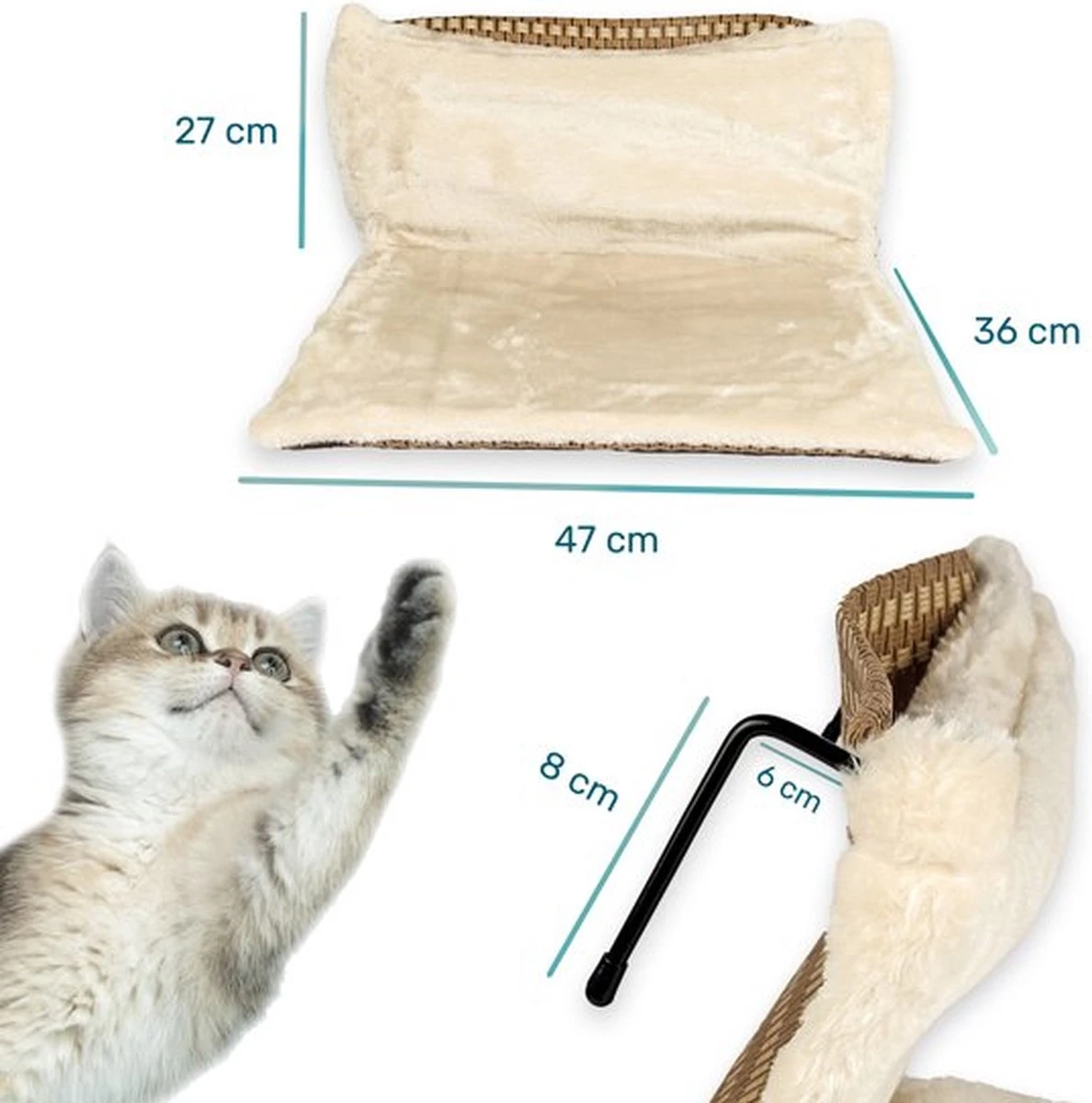 Kattenhangmat - Voor Aan Het Raam - Kattenmand - Raam - Hangmat Kat - Dieren - Kattenbed - Kattenmand - Slaapplek - Ligplaats 5 Kattenhangmat - Voor Aan Het Raam - Kattenmand - Raam - Hangmat Kat - Dieren - Kattenbed - Kattenmand - Slaapplek - Ligplaats - Afbeelding 5