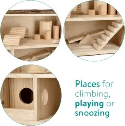 Navaris Houten Hamsterhuis - Speelhut Voor Hamsters, Kleine Knaagdieren, Gerbils, Muizen - Schuilplaats Op Twee Etages Voor Hamster, Cavia, Muis -Dieren Product Winkel 1191x1200 2