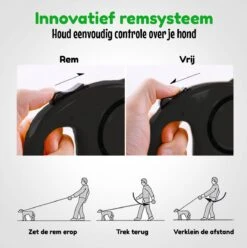 HGMD® Hondenriem - Hondenlijn 5 Meter- Innovatieve Remsysteem - Hondenriem - Zwart - Flexi Bele Rollijn - <20 Kg -Dieren Product Winkel 1194x1200 14