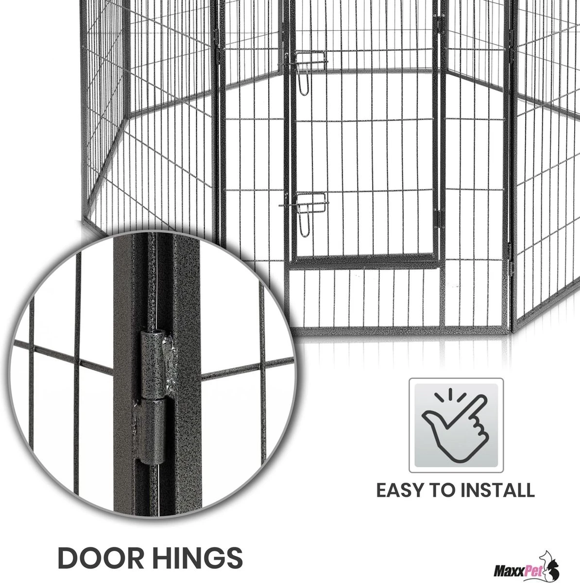 MaxxPet Puppyren - Hondenbench - Hondenren- Puppyren Met 8 Kennelpanelen - Staal -80 X 100 Cm Ø 210 Cm 2 MaxxPet Puppyren - Hondenbench - Hondenren- Puppyren Met 8 Kennelpanelen - Staal -80 X 100 Cm Ø 210 Cm - Afbeelding 2