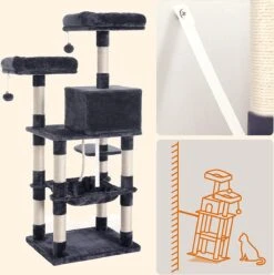 Krabpaal Voor Katten - Kattenboom - Met 2 Uitkijkplateaus - Grijs -Dieren Product Winkel 1194x1200 3