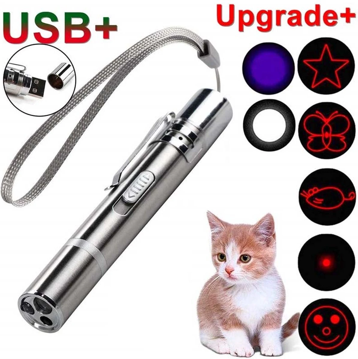 Merkloos Laserpen - Laserlamp - Laserpointer - Laser - Zaklamp - UV-Licht - Multifunctioneel - 7 Verschillende Standen - Dierenspeelgoed - USB-oplaadbaar 2 Merkloos Laserpen - Laserlamp - Laserpointer - Laser - Zaklamp - UV-Licht - Multifunctioneel - 7 Verschillende Standen - Dierenspeelgoed - USB-oplaadbaar - Afbeelding 2