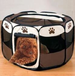 Opvouwbare Puppyren Bruin 90x90x60cm - Puppytent - Dogs&Co 7 Opvouwbare Puppyren Bruin 90x90x60cm - Puppytent - Dogs&Co -Dieren Product Winkel 1196x1200 15