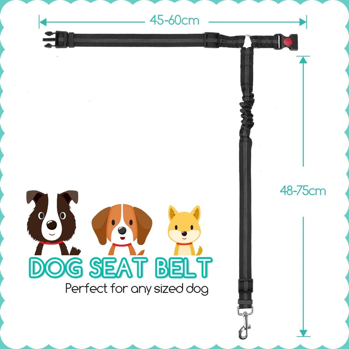 Nobleza Hoofdsteun Gordel - Voor Honden Zwart - 2 Stuks 2 Nobleza Hoofdsteun Gordel - Voor Honden Zwart - 2 Stuks - Afbeelding 2