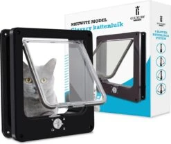 Gluxury Kattenluik Zwart Met Tunnel - 4 Vergrendelingsstanden - Weerbestendig - Binnen En Buiten - Maat L - Nederlandse Handleiding