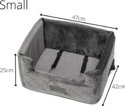 Velvet Silver - Autostoel Voor Hond - 47x42cm - Orthopedisch Kussen - Hondenmand Auto - Wasbaar - Handgemaakt -Dieren Product Winkel 1200x1020 3