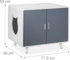 Relaxdays Kattenbak Ombouw Design - Kattenhuis Op Pootjes - Kattenmeubel Wit - Kattenkast -Dieren Product Winkel 1200x1021 2