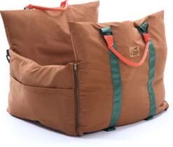 Dogs&Co Luxe Honden Autostoel Royal+ BRUIN Waterproof - Zeer Luxe Hondenmand Voor In De Auto - Comfortabele Honden Autozitje - Veilig Auto Bench Voor Puppy En/of Hond